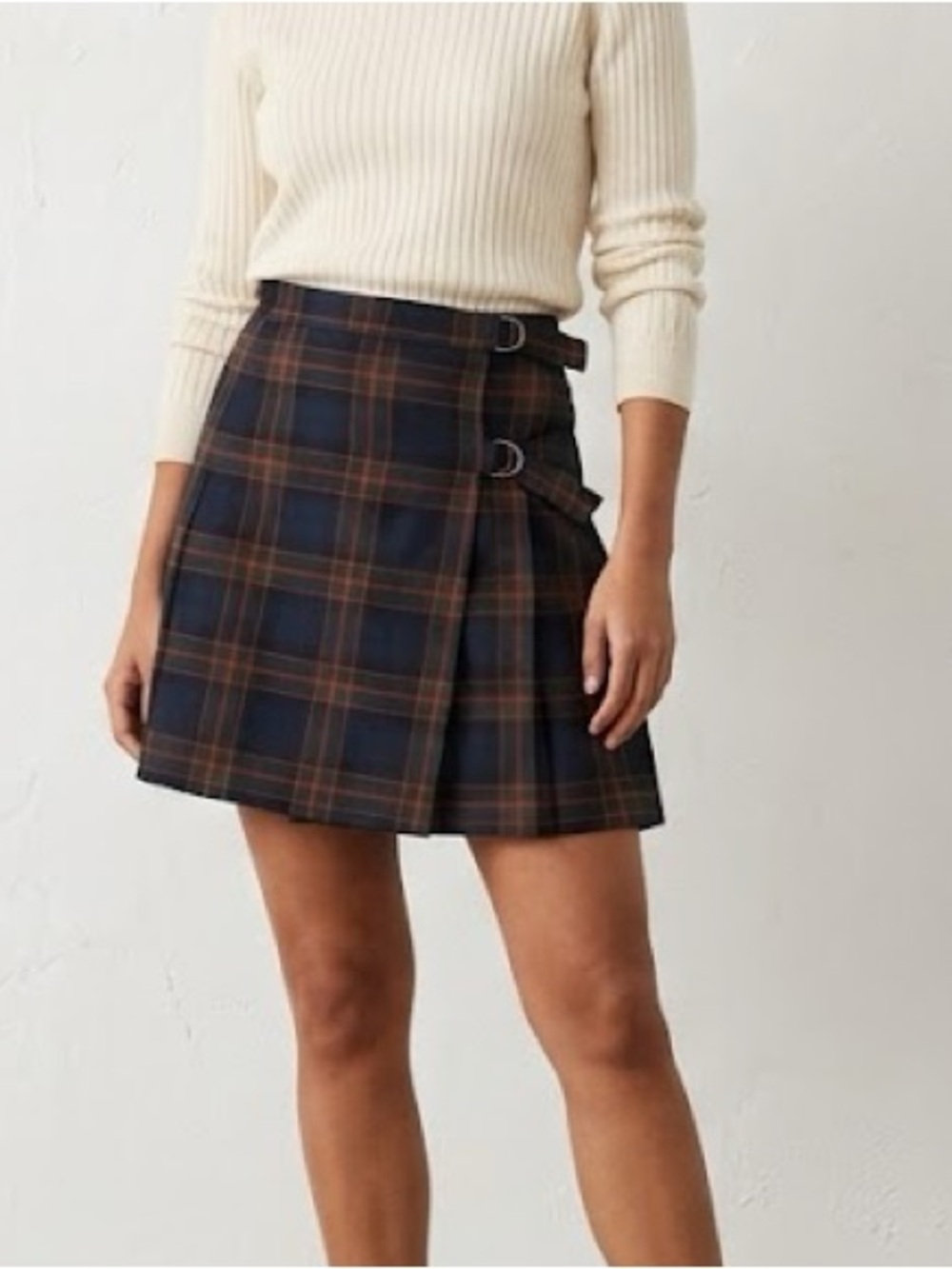 BCBG Paris Vintage 90s Plaid Pleated Wrap Mini Skirt XS